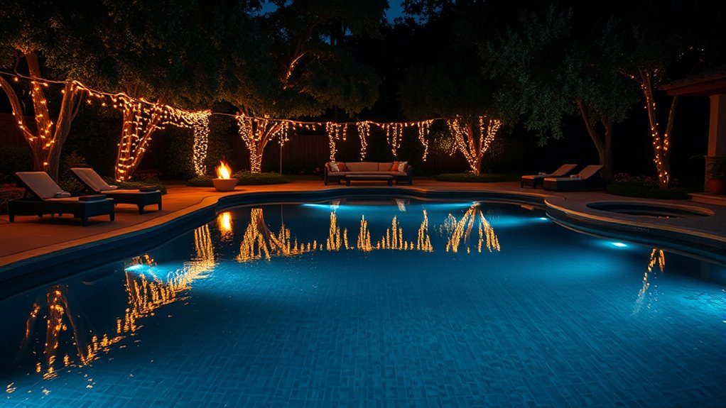 cozy glowing poolside ambiance