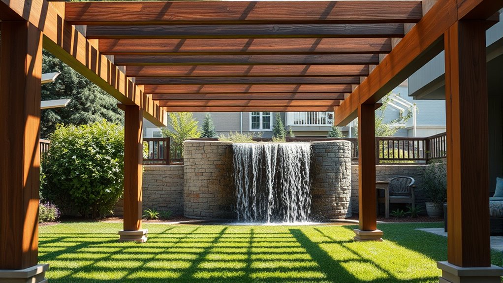 elevated beams and waterfalls