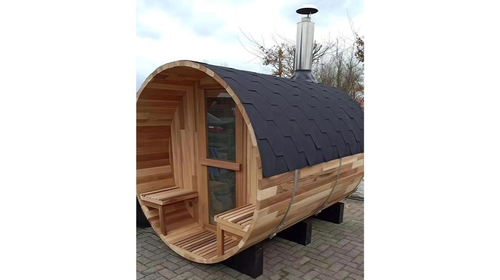 outdoor cedar barrel sauna