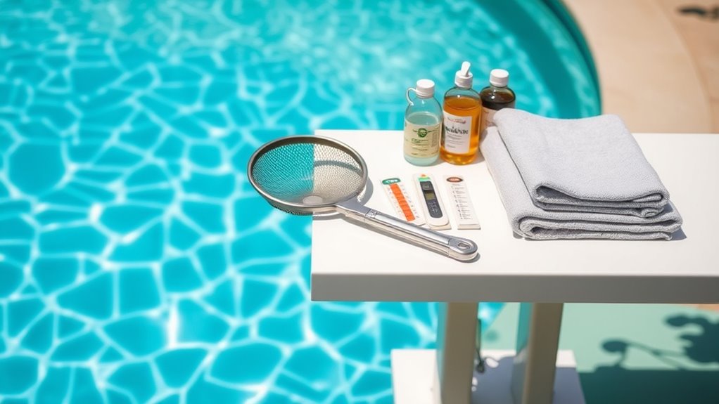 pool cleaning and chemical check