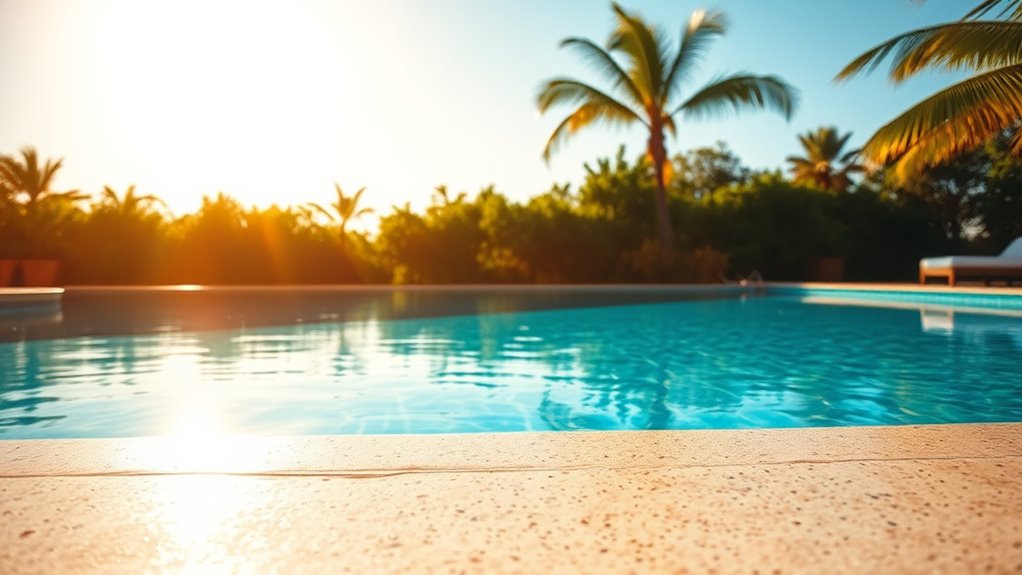 shallow poolside lounging area