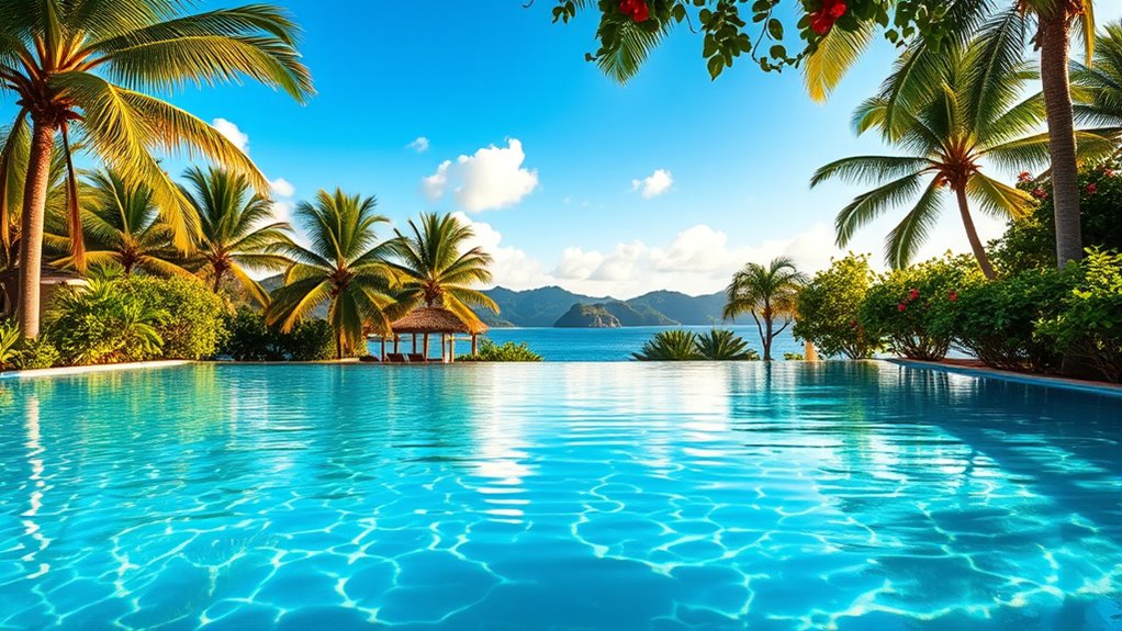 tropical scenery with lush surroundings