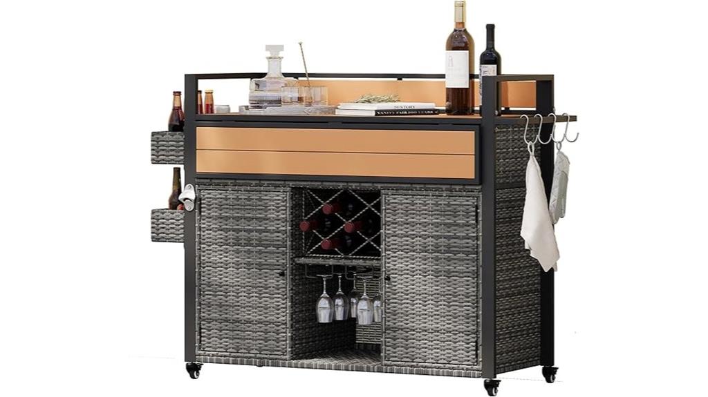 wicker grill cart with extension