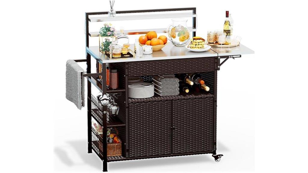 wicker storage outdoor grill
