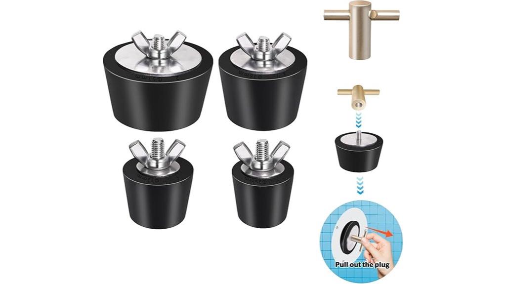 four rubber pool plugs