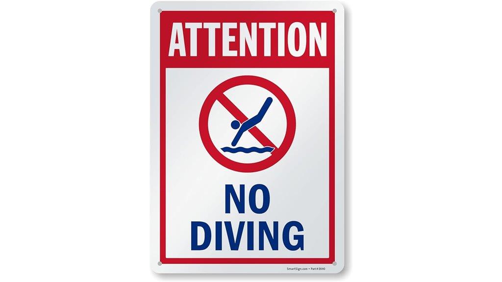 no diving pool sign