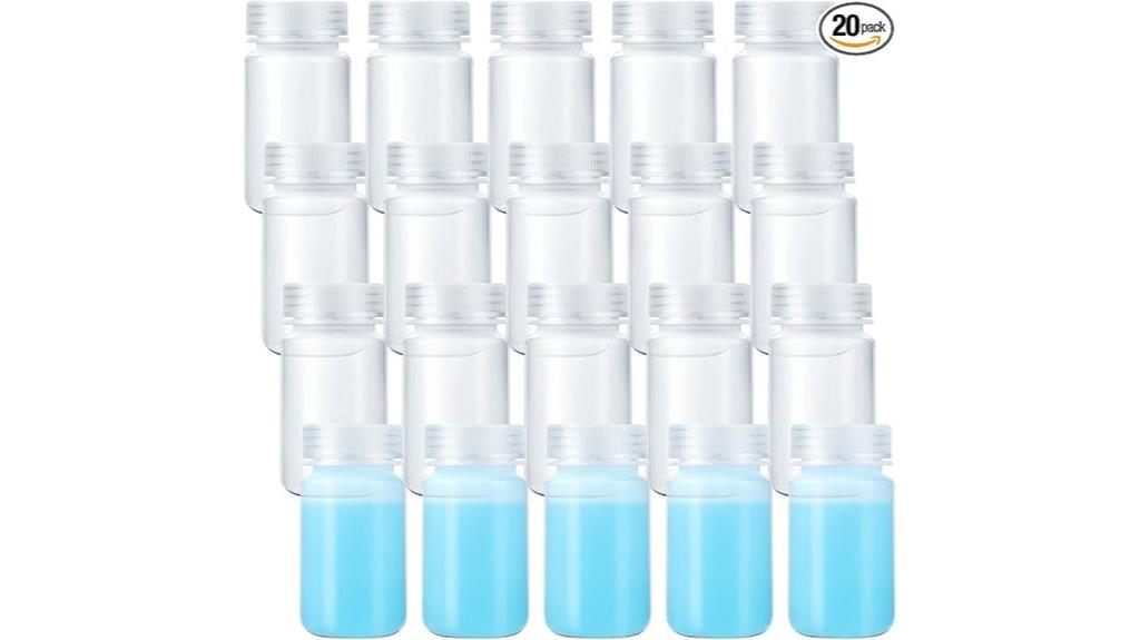 pink plastic laboratory bottles