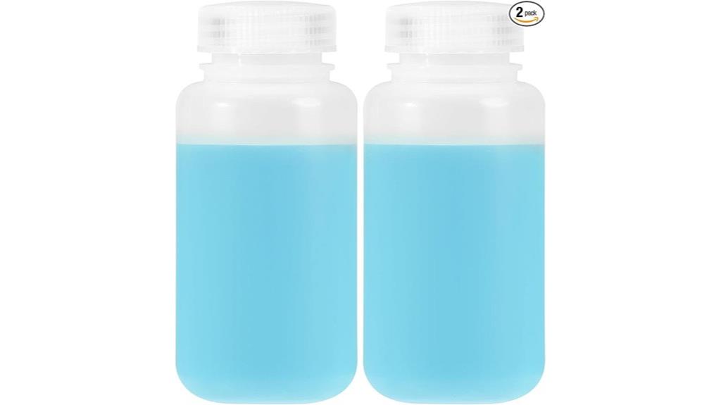 two plastic sample bottles