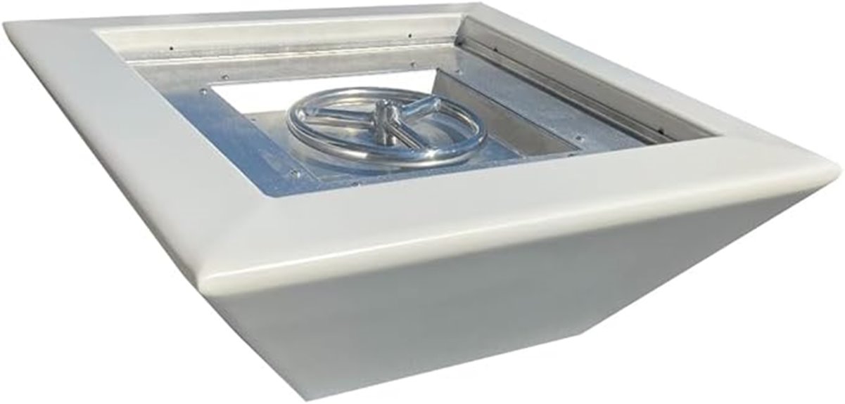 white outdoor fire bowl