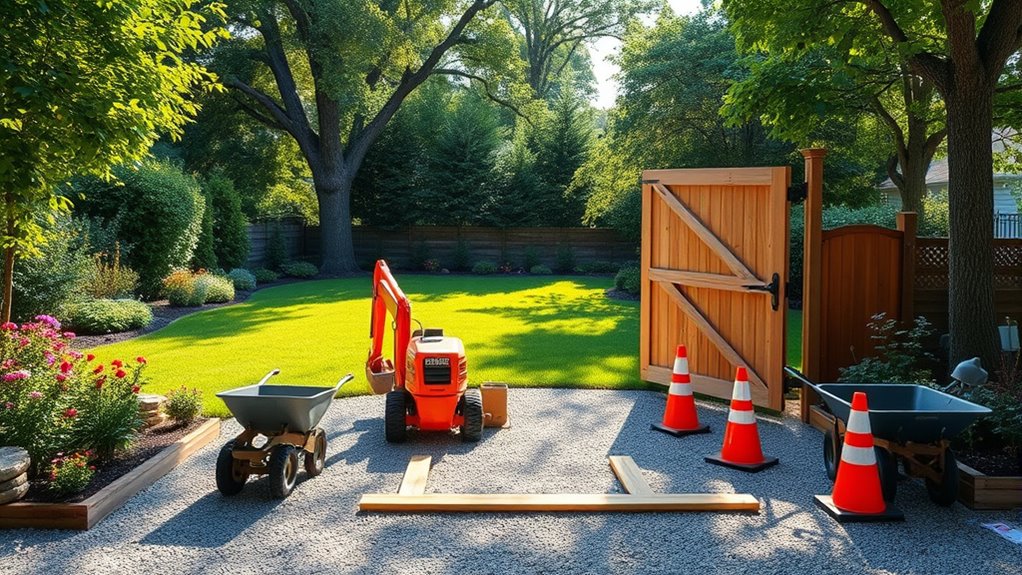 backyard construction equipment access