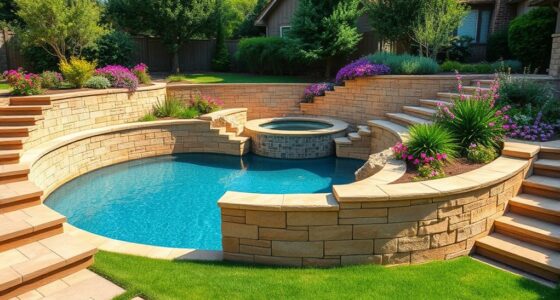 constructing pool surrounding walls