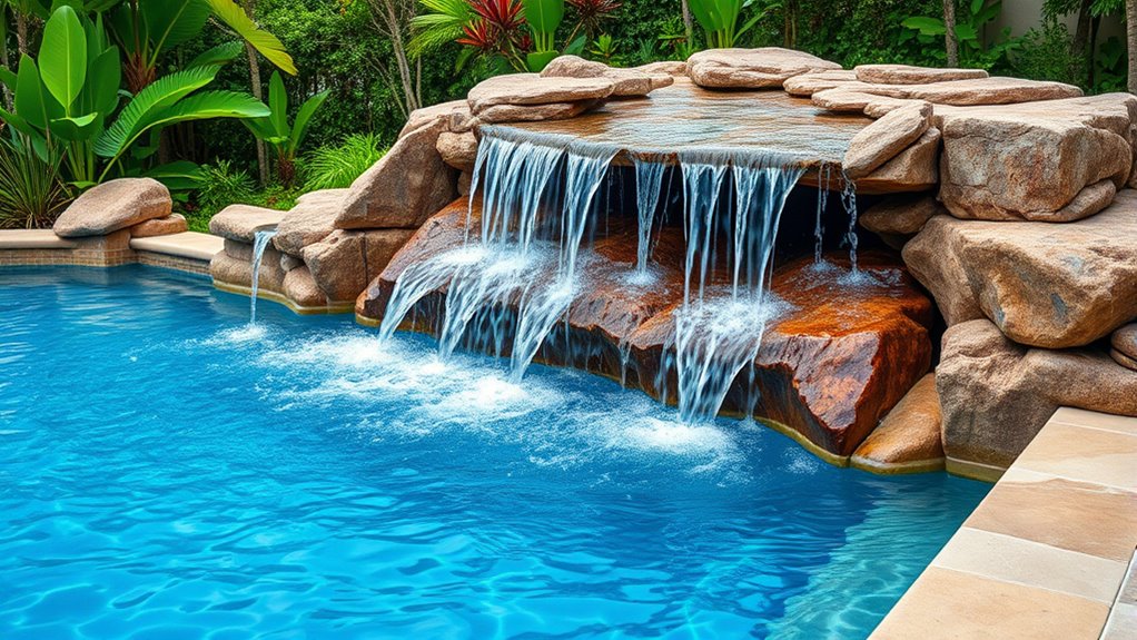 natural rock waterfall lighting