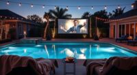 poolside movie night setup