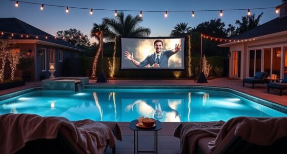poolside movie night setup