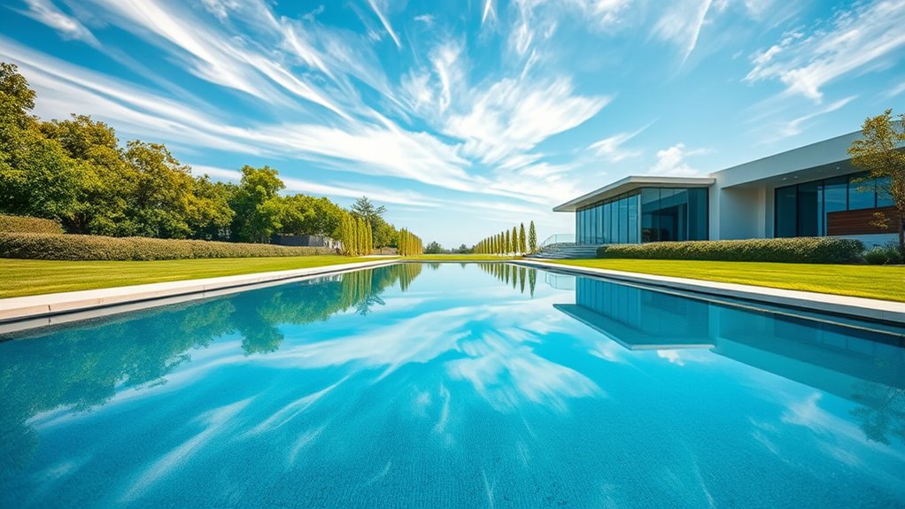 serene reflective water features