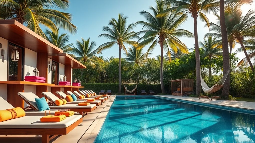 serene stylish poolside oasis