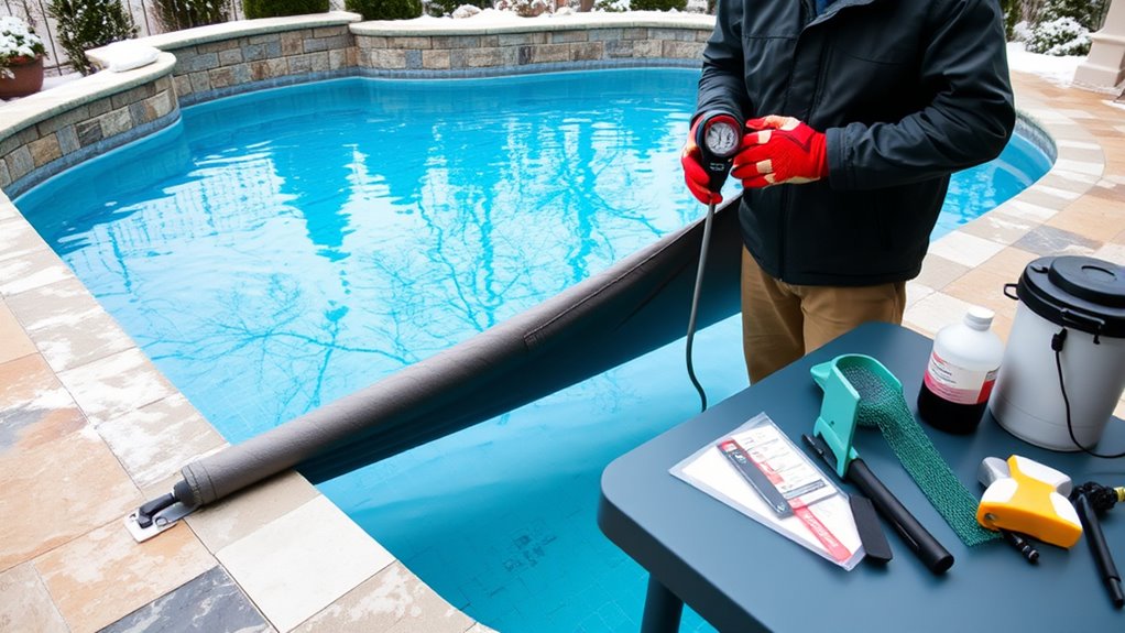 winter pool cover preparation