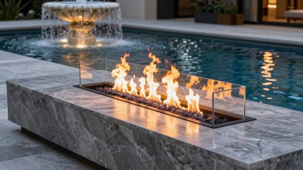 elegant outdoor fire water features