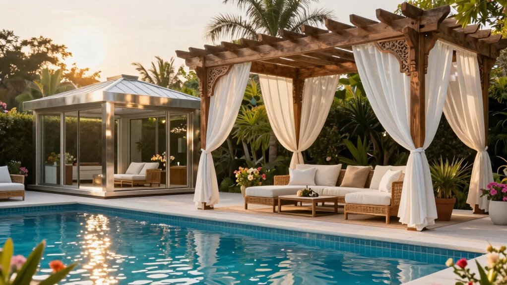 elegant poolside shade structures