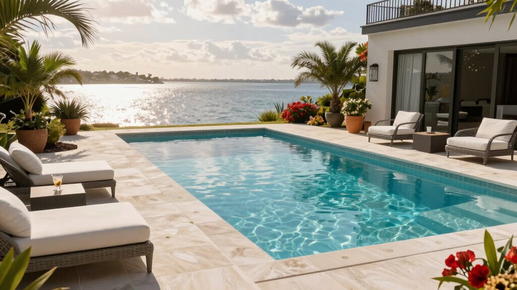 outdoor pool seating areas