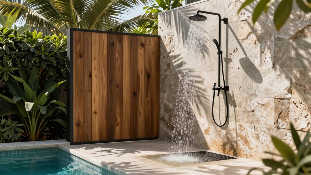 outdoor shower privacy and setup