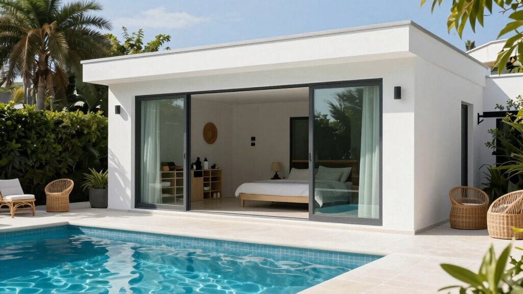 pool house enhances privacy storage