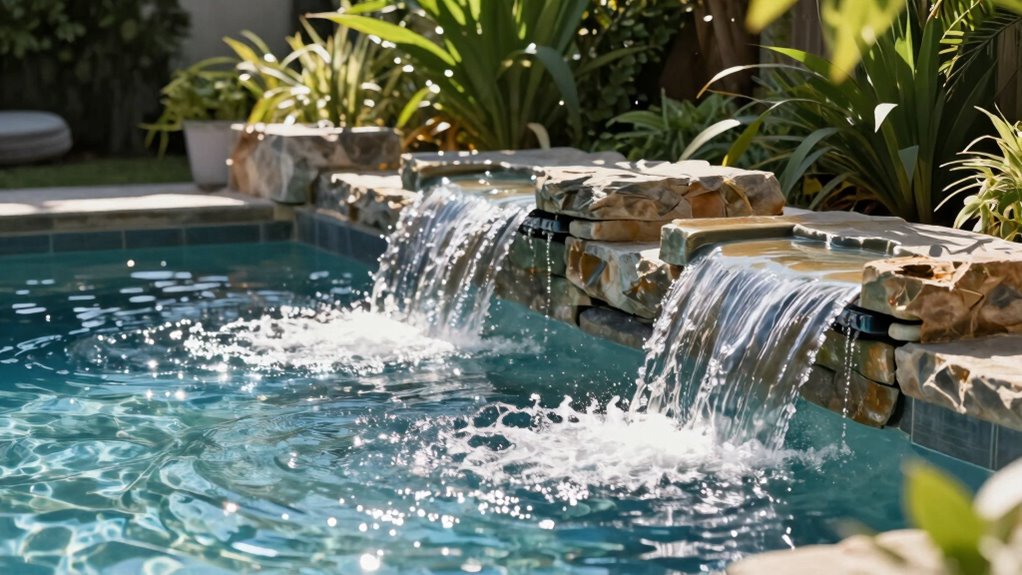 pool waterfalls increase ambiance