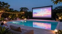 poolside outdoor theater setup