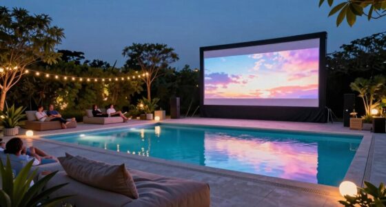 poolside outdoor theater setup