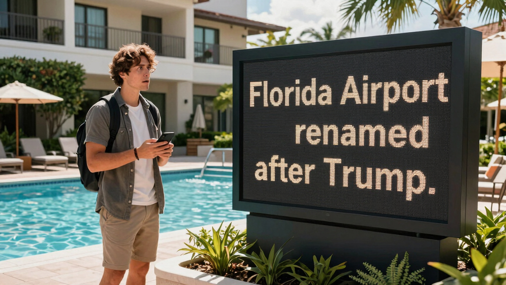 Travellers react as Florida airport renamed after Trump