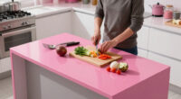 A “Lifeless” Kitchen Got A European-Style Redo With A Pink Island