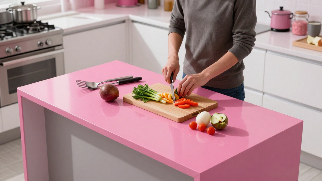 A “Lifeless” Kitchen Got A European-Style Redo With A Pink Island